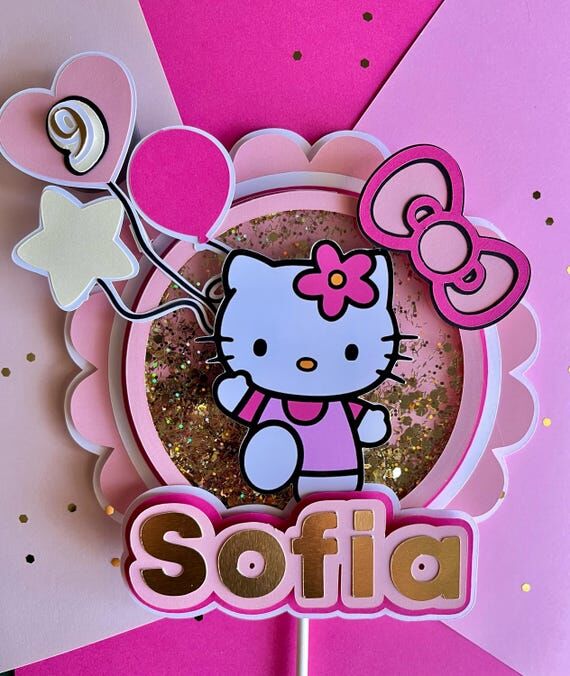 Kawaii Kitty Cake Topper | Personalized Cat B...