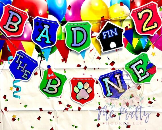 Bad 2 The Bone Dog Birthday Banner | Dog Birt...