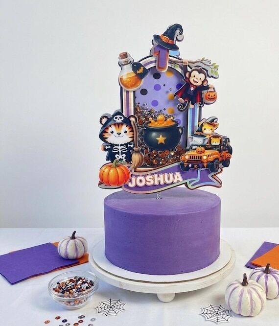 Halloween Safari Cake Topper Spooky Safari Bi...
