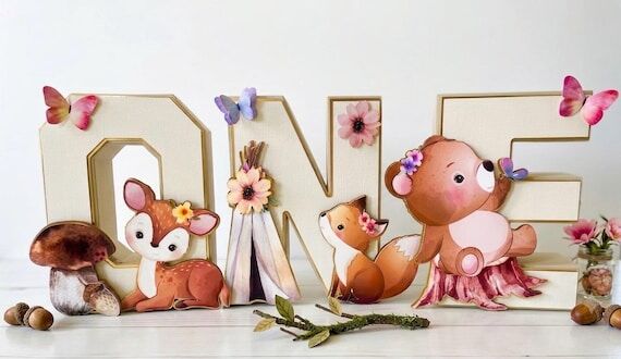 Woodland ONE Letters, Woodland First Birthday...