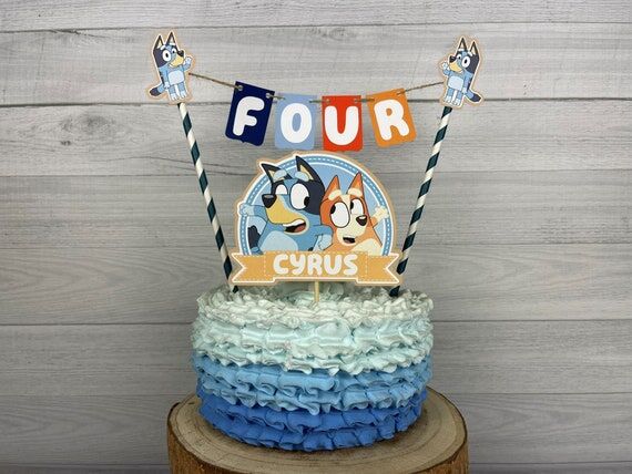 Blue Dog Cake Topper - Blue Dog Bunting Cake ...