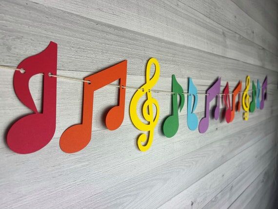 Rainbow Music Note Garland - Kids Music Party...