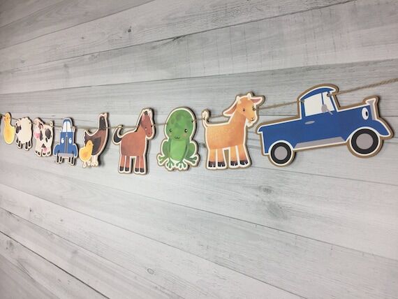 Blue Truck & Farm Animals Garland - Blue Truc...