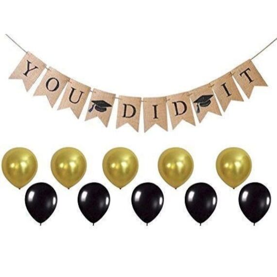 YOU DID IT Graduation Burlap Banner - Ready t...