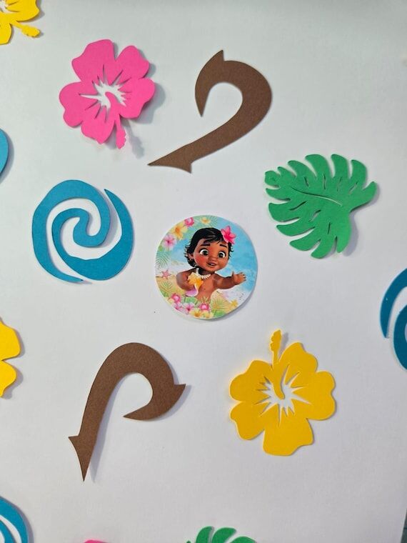 100 Pieces Baby Moana Inspired Confetti, Moa...