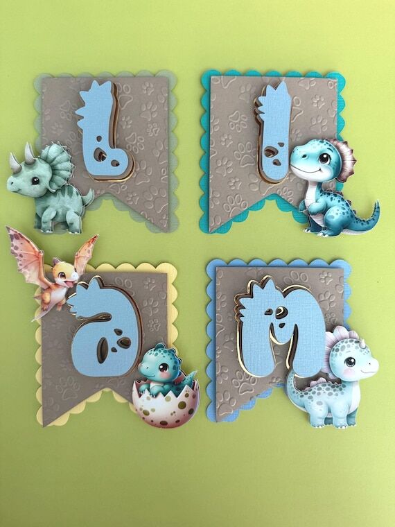 Personalized Dinosaur Birthday Banner: 3D Din...
