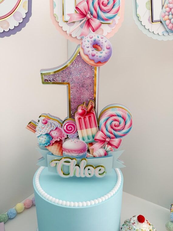 Candy Land 3D Shaker Cake Topper Pastel Sweet...