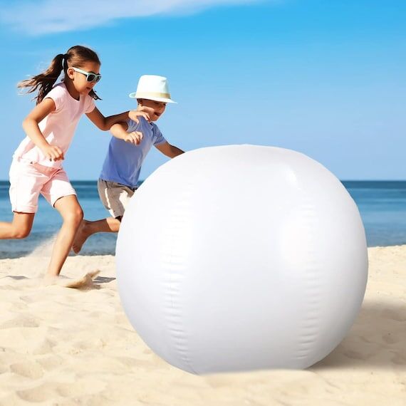 48 Inch White Beach ball Solid White Beach Ba...