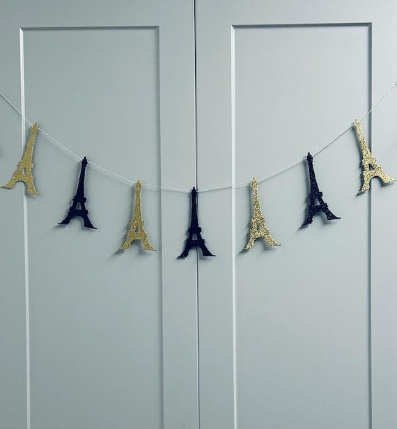 Eiffel Tower Double Sided Glitter Garland, Pa...