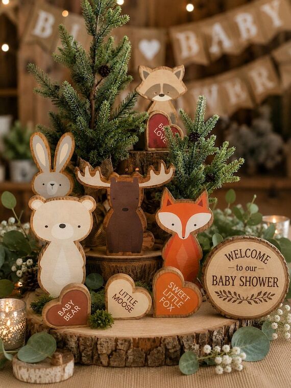 Woodland Animal Centerpiece Double Sided Set ...