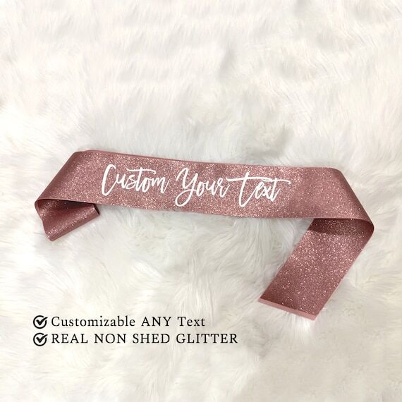 1 piece All Over GLITTER SASH with Custom tex...