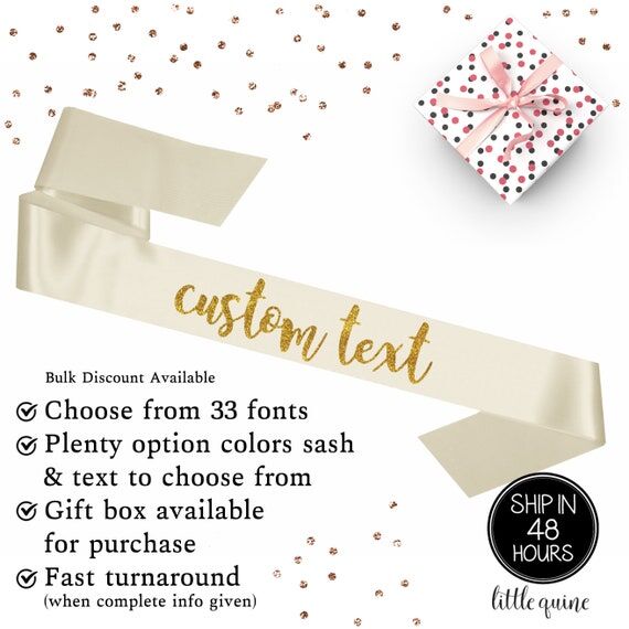 1 pc Custom text personalized name sash luxur...