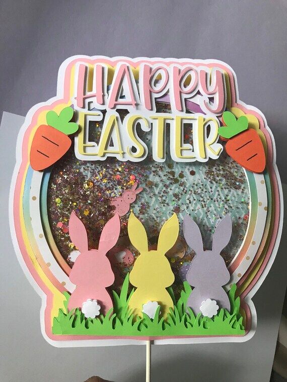 Bunny Shaker Cake Topper: Handmade Easter Dec...