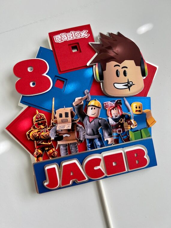 Roblox Cake Topper – Handmade Birthday Part...