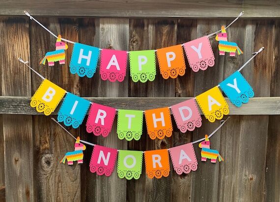 Fiesta Birthday Banner, Colorful Fiesta Banne...