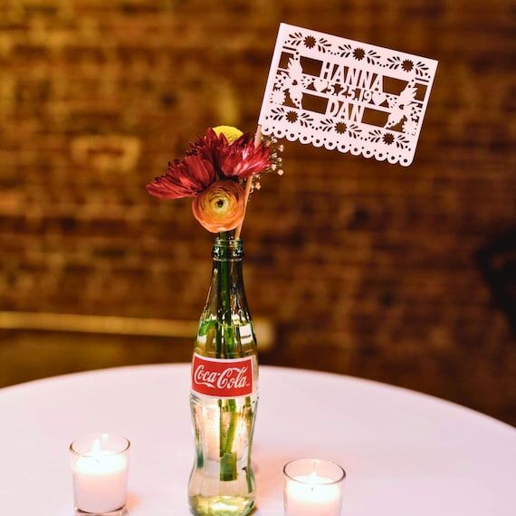Papel Picado Wedding Flags, Custom Names & Da...