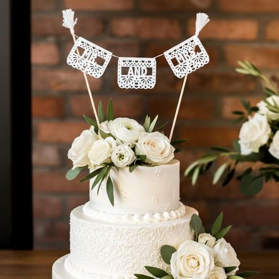 Personalized Papel Picado Cake Topper: Mexica...
