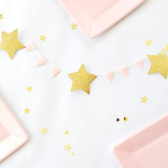 Gold Star Garland - Star Table Runner - Gold...