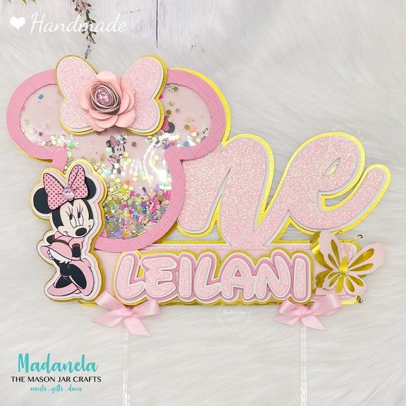 Handmade Minnie Mouse Shaker Cake Topper: Pin...