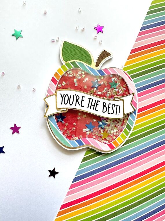 Teacher Appreciation Card, Apple Shaker Card,...