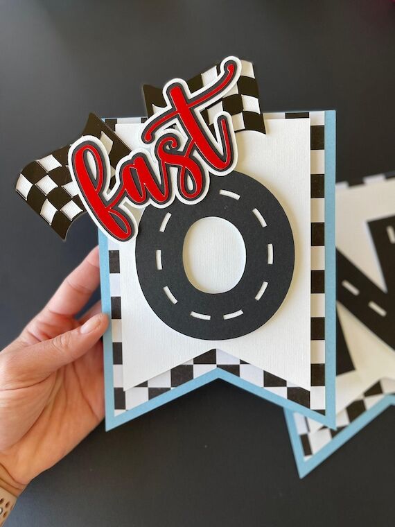 Handcrafted Fast One Highchair Banner: Race C...