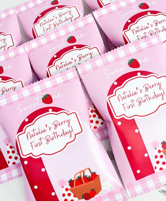 Berry 1st Birthday chip bags LABELS ONLY...