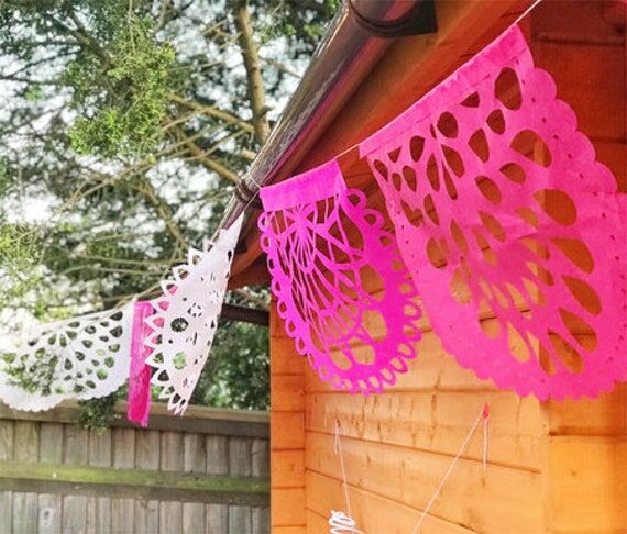 Pink Papel Picado Party Banner | Pretty Mexic...