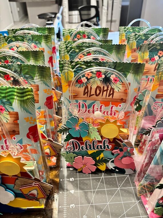 Personalized Luau Party Favor Bags - Tropical...