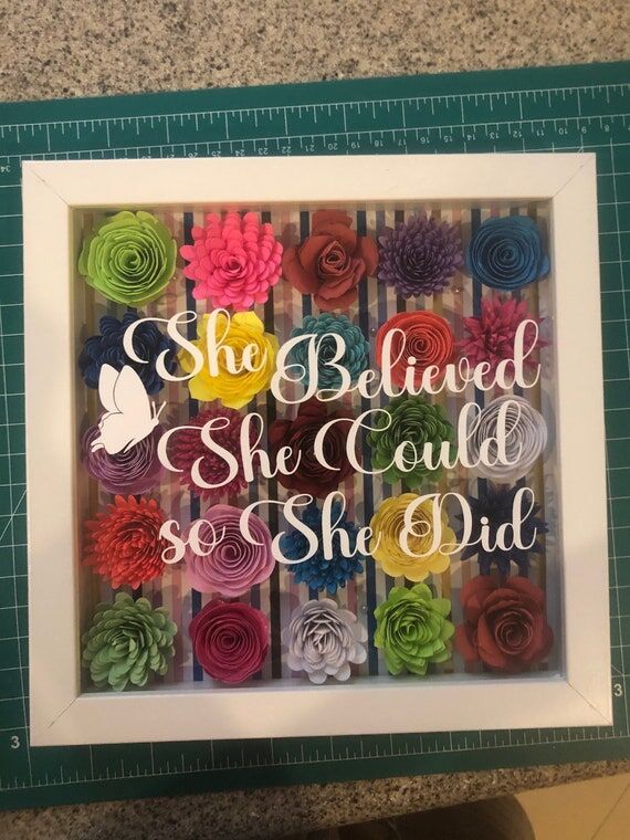 Shadowbox Flowers Personalized name Mothers D...