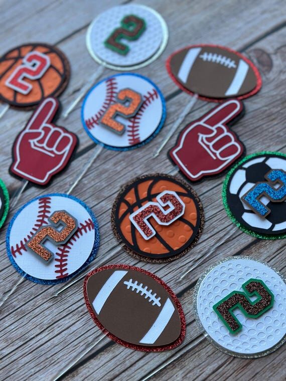 Sports Birthday Cupcake Toppers, All Sports P...