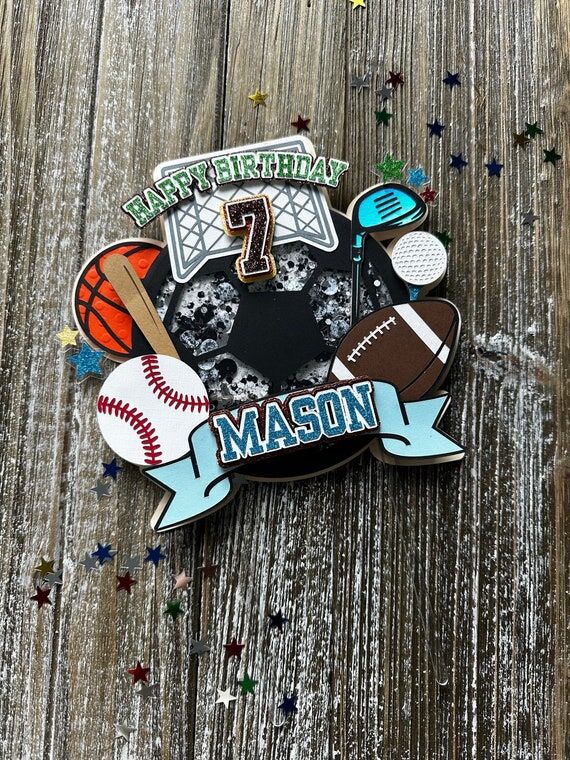 Sports Birthday Cake Topper, Sports Party, Al...