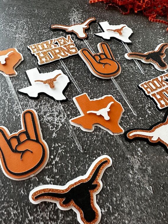 Longhorn Cupcake Toppers, Texas Cupcake Toppe...