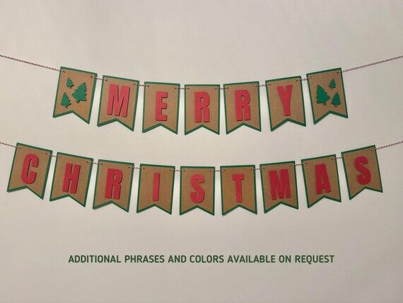 Custom Christmas Paper Banner | Green and Red...
