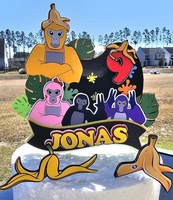 Gorilla Custom Gorilla Tag Cake Topper: 3D Mo...