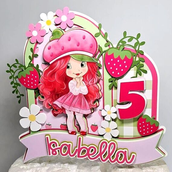 Strawberry Shortcake Cake Topper: Handmade Bi...