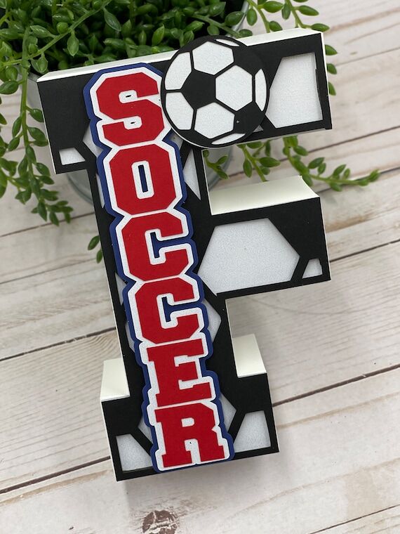 Soccer Birthday 3D Letter, Sports Theme Party...