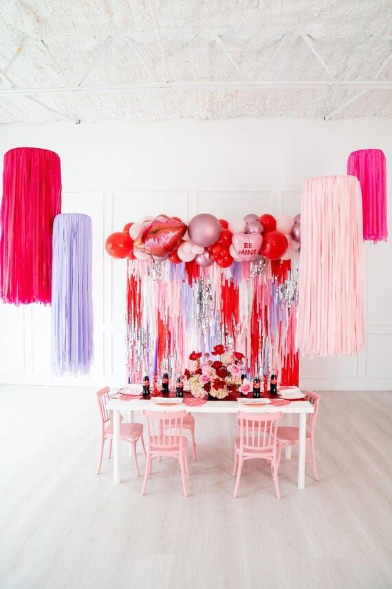Valentine's Day Fringe Backdrop in Red & Pink...