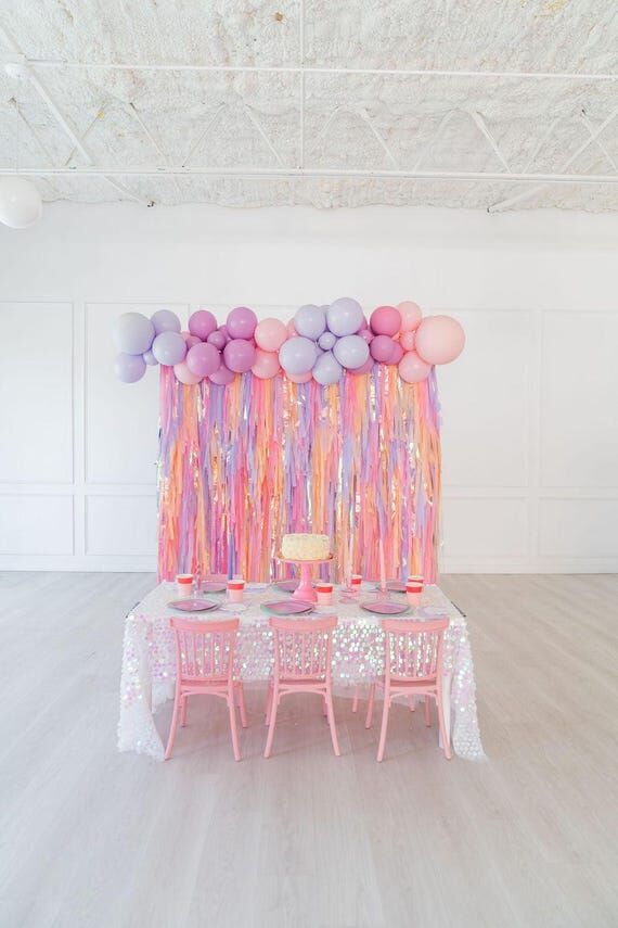Sunset Plastic Fringe Backdrop: Handmade Part...