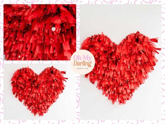 Red Heart Fringe Backdrop – Valentines Day ...