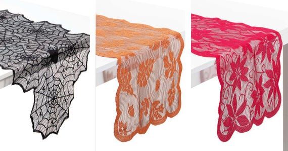 Lace Holiday Table Runner Set of 3 | Spiderwe...