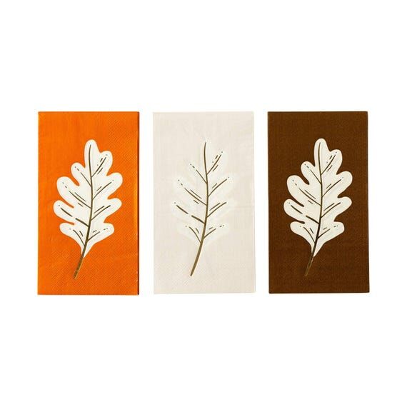 Oak Leaf Napkin Set / Elegant Thanksgiving Ta...