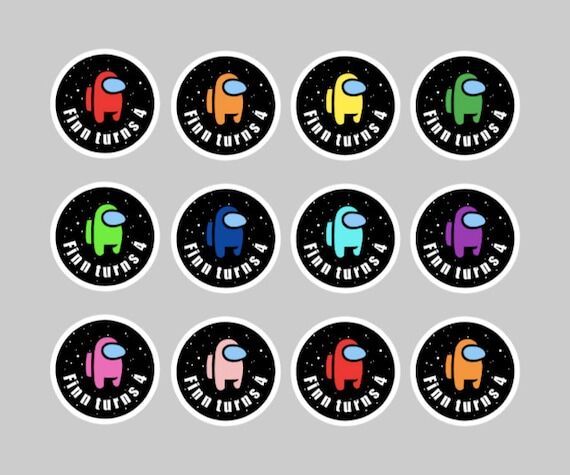 Custom Among Us Inspired Favour Stickers, Per...