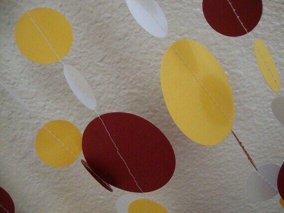 Maroon Gold Garland, Burgundy and Yellow Pape...