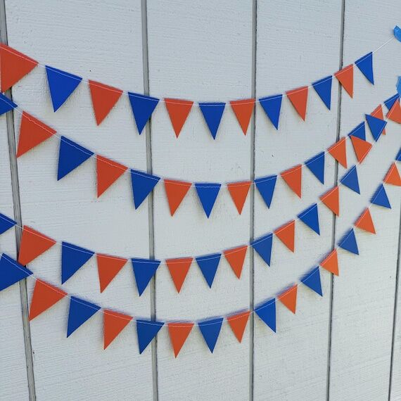 Orange Royal Blue Pennant Garland, Graduation...