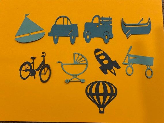 Forms of transportation paper die cutout shap...