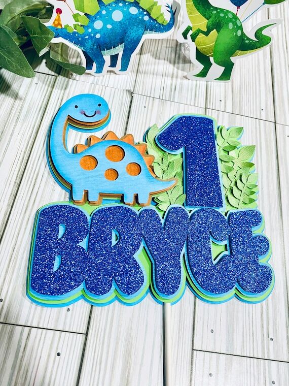 Dinosaur First Birthday Cake Topper: Dino The...