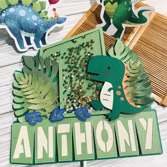 Dinosaur Cake Topper: Custom Birthday Party D...