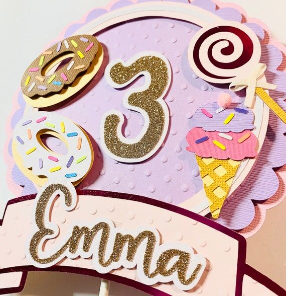 Donut Cake Topper: Custom Glitter Cardstock B...