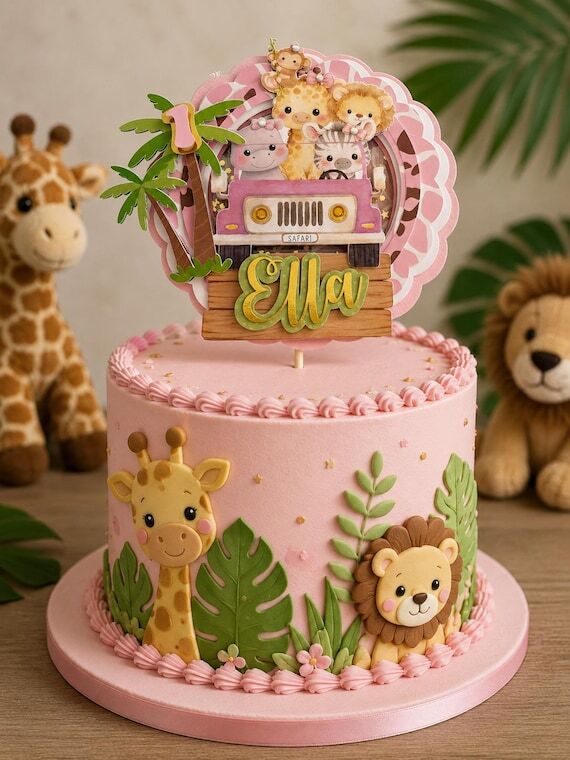 Safari cake topper, Safari 3-d topper, animal...