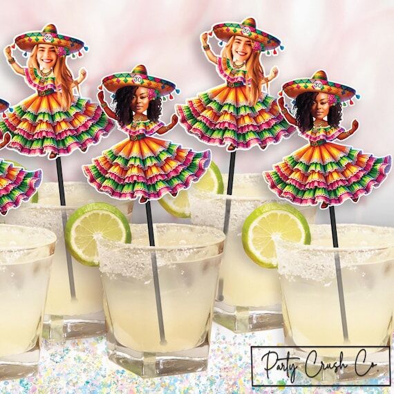 Custom Face Photo Drink Stirrer Fiesta Mexica...